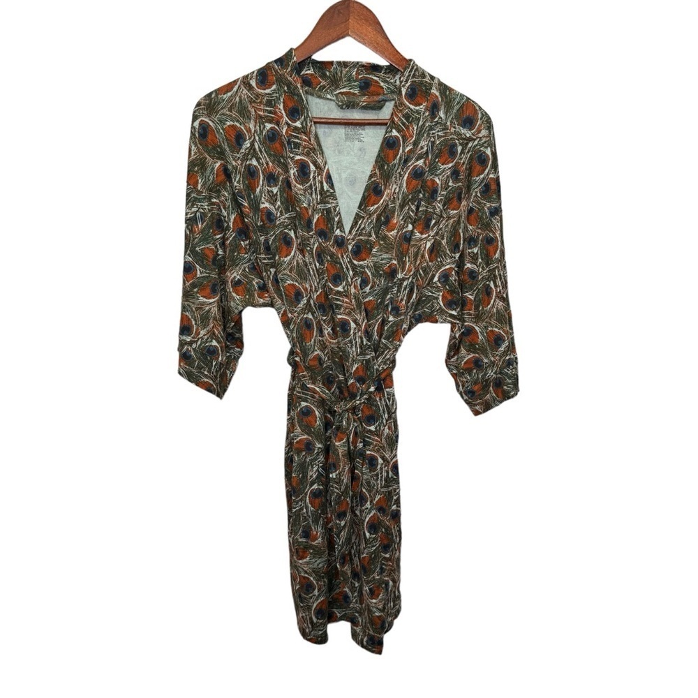 Gillian & Omalley Peacock Feather Robe Size XS/Small NWT